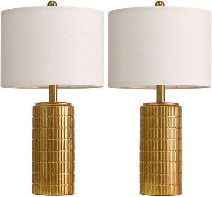 PoKat 23" Modern Ceramic Table Lamp Set of 2 for Living Room White Desk Lamps for Bedroom Farmhouse Bedside Nightstand Lamp House Warming Gifts New Home Decor End Table Lamps Gifts for Women Mom Beige