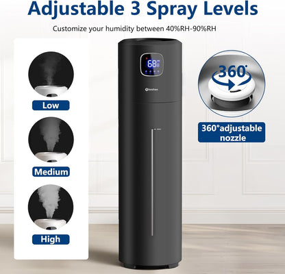 Akeshan Large Humidifiers for Bedroom, 9L/2.5Gal Ultrasonic Cool Mist Humidifier, Top Fill Easy Clean with 350ML/H Large Mist Speed, Quiet, Suitable for Kids Room Plant Yoga Office Study Room Living