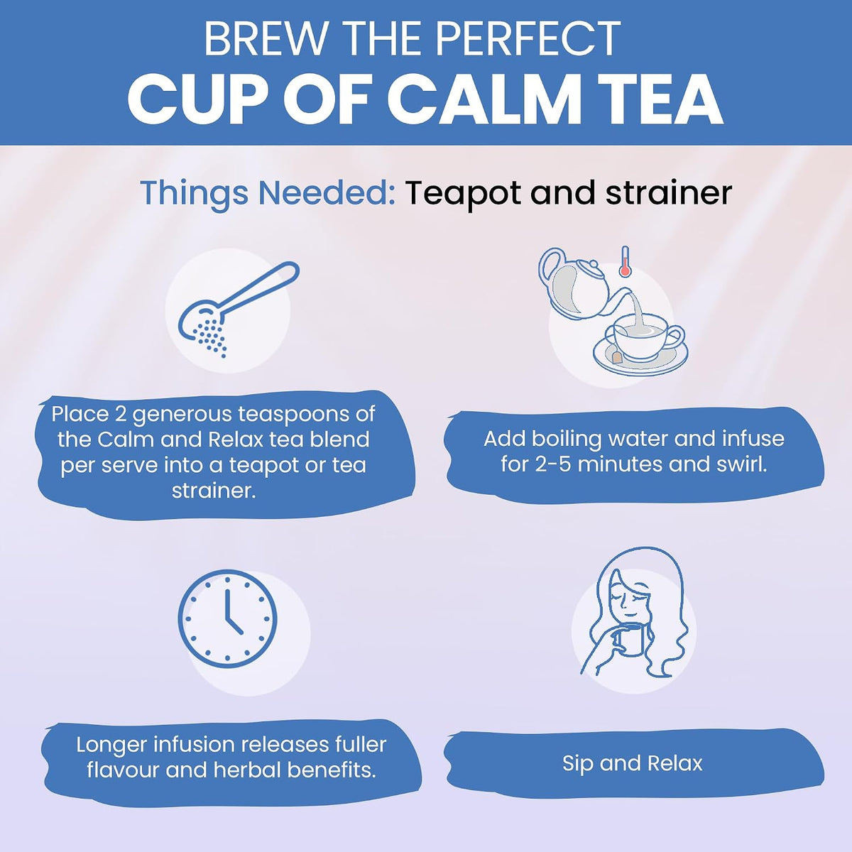 Kintra Foods Calm & Relax Loose Leaf | Herbal Blend With Chamomile, Lavender and Passionflower | Soothing Tea | Caffeine-Free Calming Tea | 60g Jar for Ultimate Relaxation