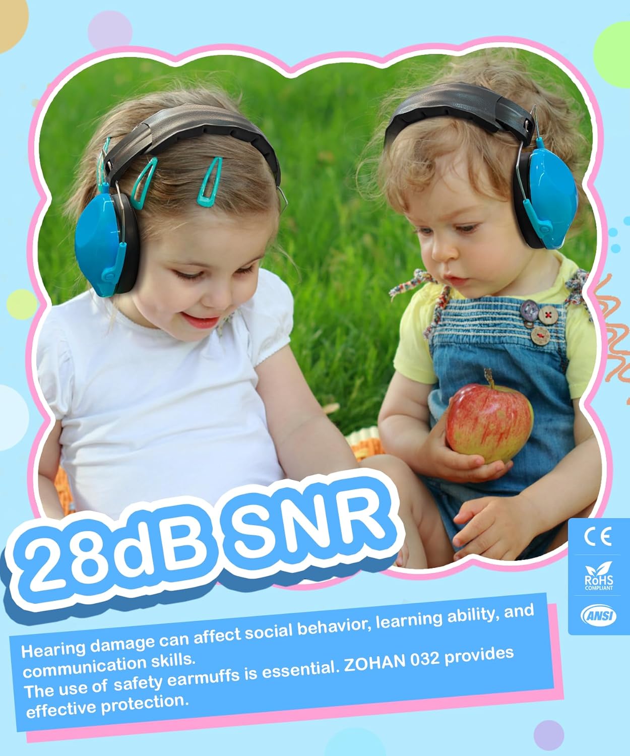 ZOHAN 032 Kids Noise Canceling Headphones - 25dB NRR Kids Ear Protection Earmuffs for School, Monster Jam, Fireworks, Travel, Air Show, Concert, Autism - Pink
