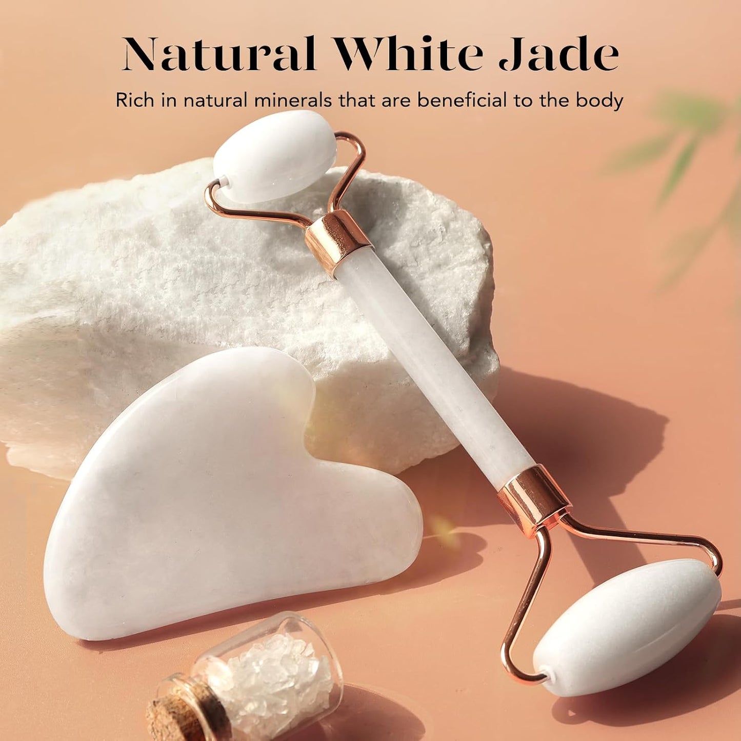 BAIMEI IcyMe Gua Sha & Jade Roller Set, Cooling Face Roller & Guasha Tool for Face Depuffing, Facial Sculpting & Jawline Definition, Smooth Rolling Skincare Tools Gifts for Women & Men – Green