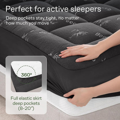 Niagara Sleep Solution Ultra Soft Queen Size Mattress Topper - Rayon Derived from Bamboo Pillow Top Mattress Pad for Back Pain Relief - Naturally Cooling for Hot Sleepers, Green