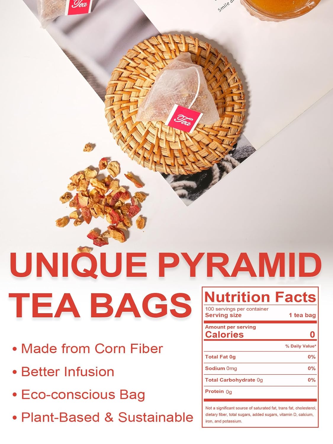 TeeLux Hawthorn Berry Tea Bags, Natural Premium Hawthorn Berries Herbal Tea, Tangy Flavor and Aroma, Caffeine Free