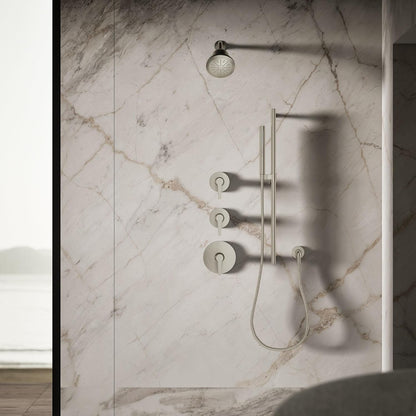 KOHLER 33631-Y-BN Cinq Round Single-Function Filtered Showerhead, Five-Layer Filtration, 2.5 GPM, Full Coverage Spray, Premium Durable Material, Vibrant Brushed Nickel