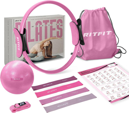 RitFit Pilates Ring Circle - 14 Inch Magic Fitness Circle for Toning Inner & Outer Thighs, Bonus Workout Guide Included