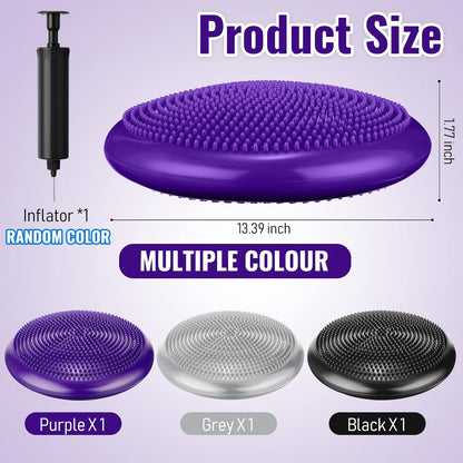Leitee 3 Pcs Inflated Wobble Cushion Exercise Wiggle Seat for Sensory Flexible Seating Wobble Board Balance Disc Sensory Wiggle Seat Pad for Office Chair with Air Pump