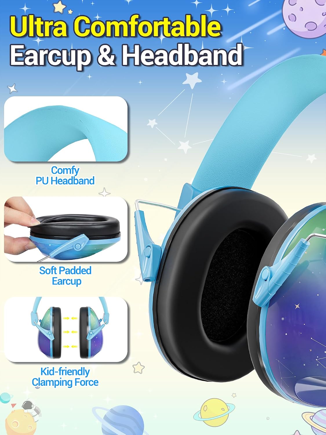 Dr.meter Ear Muffs for Noise Reduction: 27.4SNR Noise Cancelling Headphones for Kids Adults, EM100 Adjustable Hearing Protection Earmuffs for Monster Jam, Autism Sensory, Concerts, Fireworks