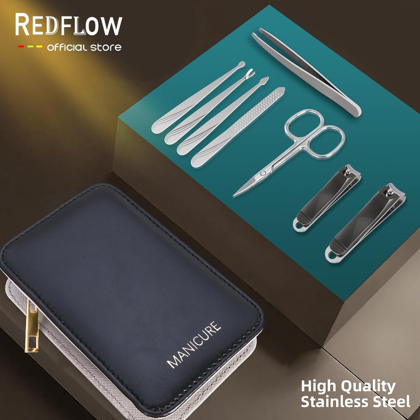 Manicure Set 8 in 1 Nail Clipper Set,RedFlow Nail Clippers,Fingernail & Toenail Clippers,Manicure Tools,Pedicure Tools,Suitable for Travel Manicure Kit,Nail Set Kit with Everything Profe (Blue)