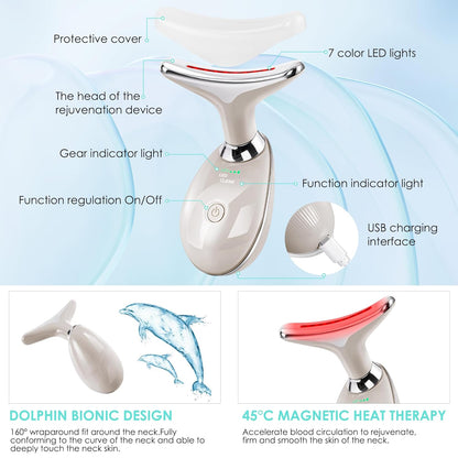 Facial Massager Face and Neck, Face 𝖲 culpting Wand Tool with 7 Color - Birthday, Christmas, Mothers Day, Valentines Day Gifts for Her Women Mom Best Friend Wife Teacher (White)