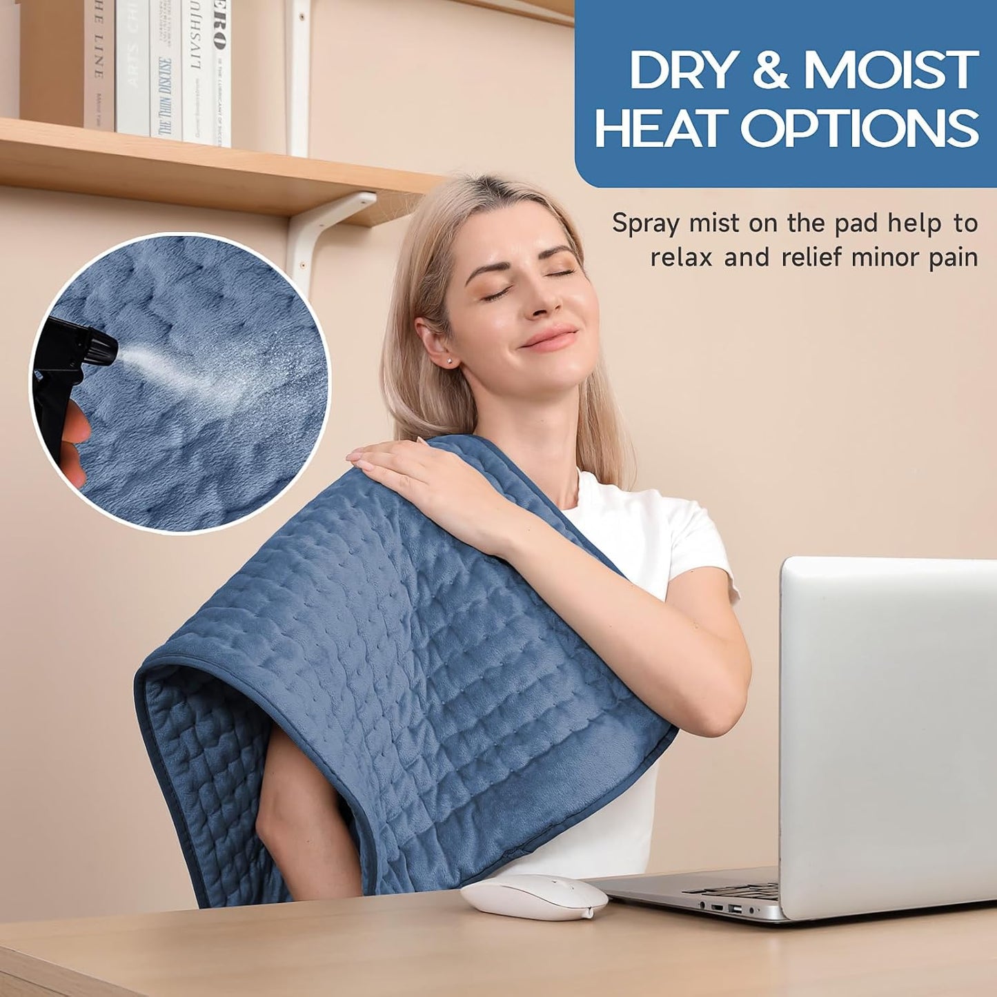 Heating Pad for Period Cramps, Heating Pad for Back/Neck/Shoulder Muscle Pain, 6 Heating & 4 Timer Setting, Auto Shut Off, Dry/Moist Heat & Machine Washable, Birthday Christma s Gifts for Women Mom