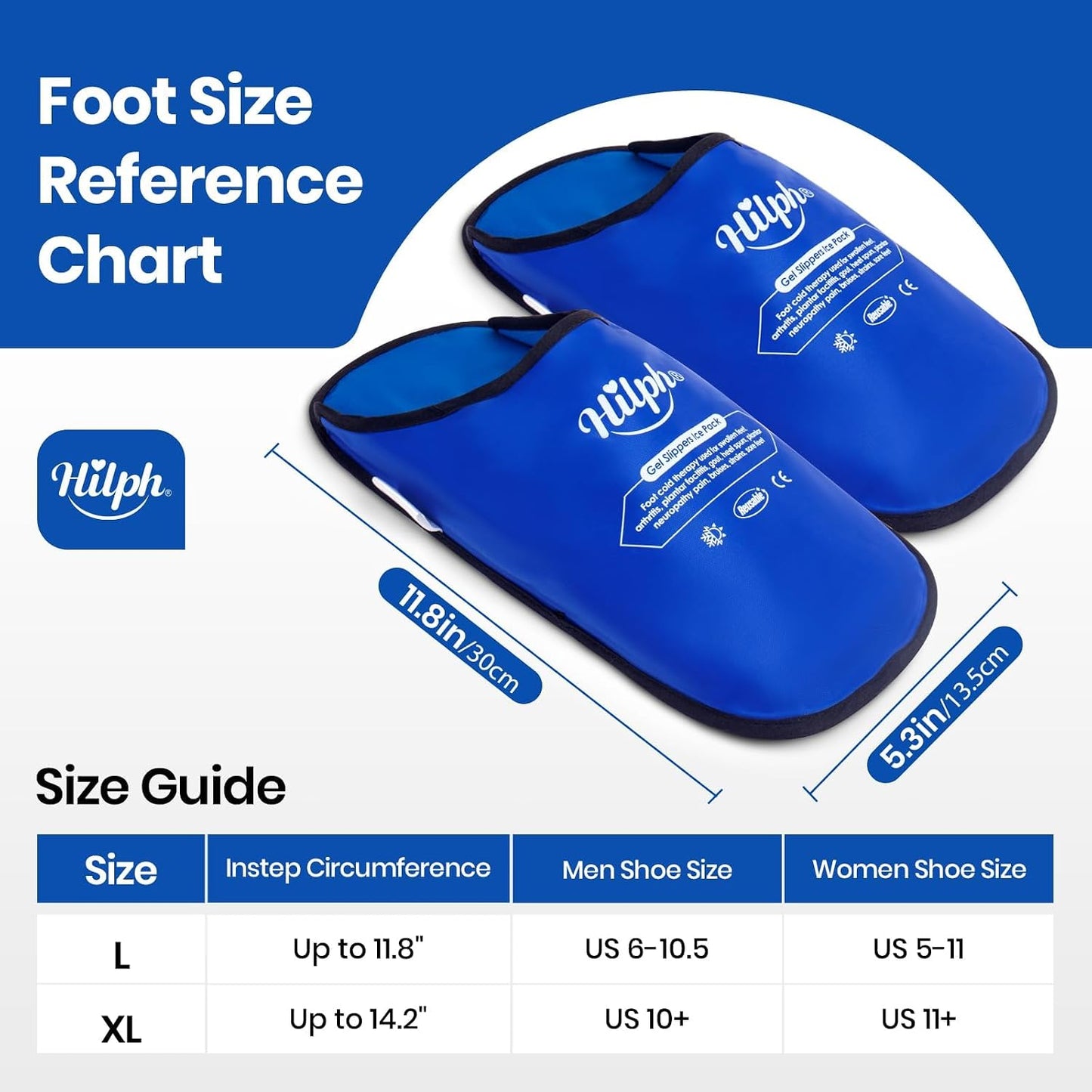 Hilph Foot Ice Pack Slippers,1 Pair Ice Pack for Foot and Toes for Plantar Fasciitis, Gout, Bunions & Neuropathy Relief, HSA or FSA Eligible Hot Cold Therapy Gel Slippers for Surgery Recovery, Blue