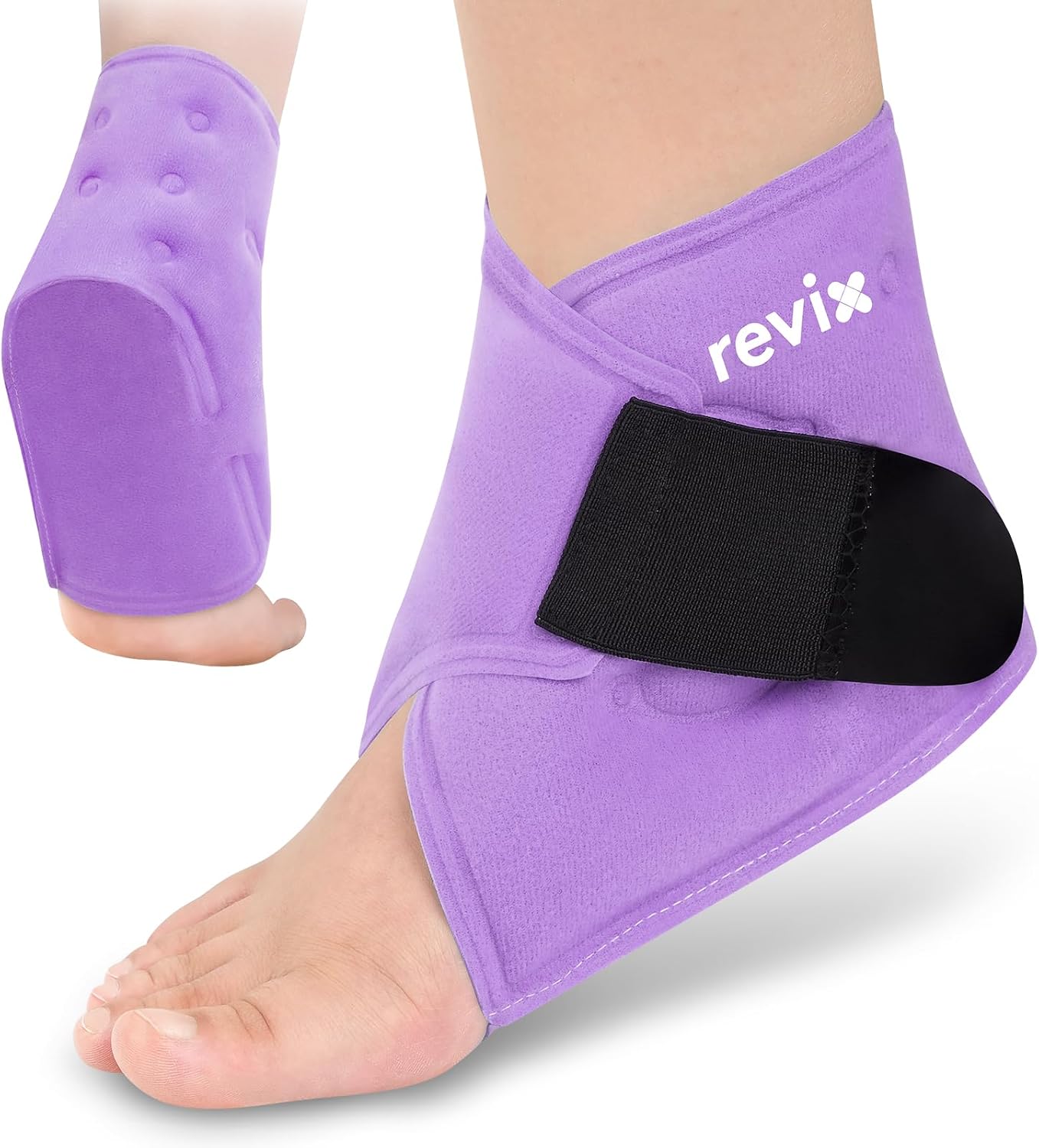 REVIX Ankle Ice Pack Wrap for Plantar Fasciitis & Foot Pain Relief, Reusable Gel Cold Compress Wrap for Feet Swelling, Achilles Tendonitis, and Sprained Ankles Recovery