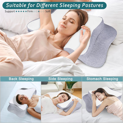 CHxxy Cervical Neck Pillow for Pain Relief Sleeping, Memory Foam Pillows