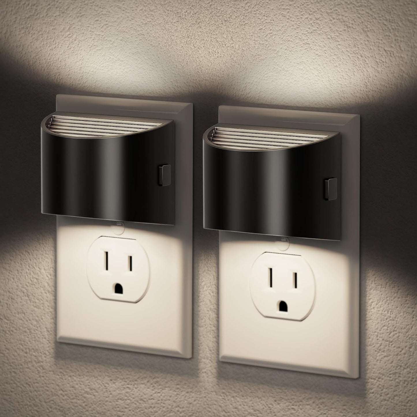 JandCase Night Light, Modern Night Lights Plug into Wall,2 Pack Dusk to Dawn Sensor Nightlight, Amber Brightness Adjustable Nightlight for Kids Bathroom Hallway Kitchen Bedroom Decor
