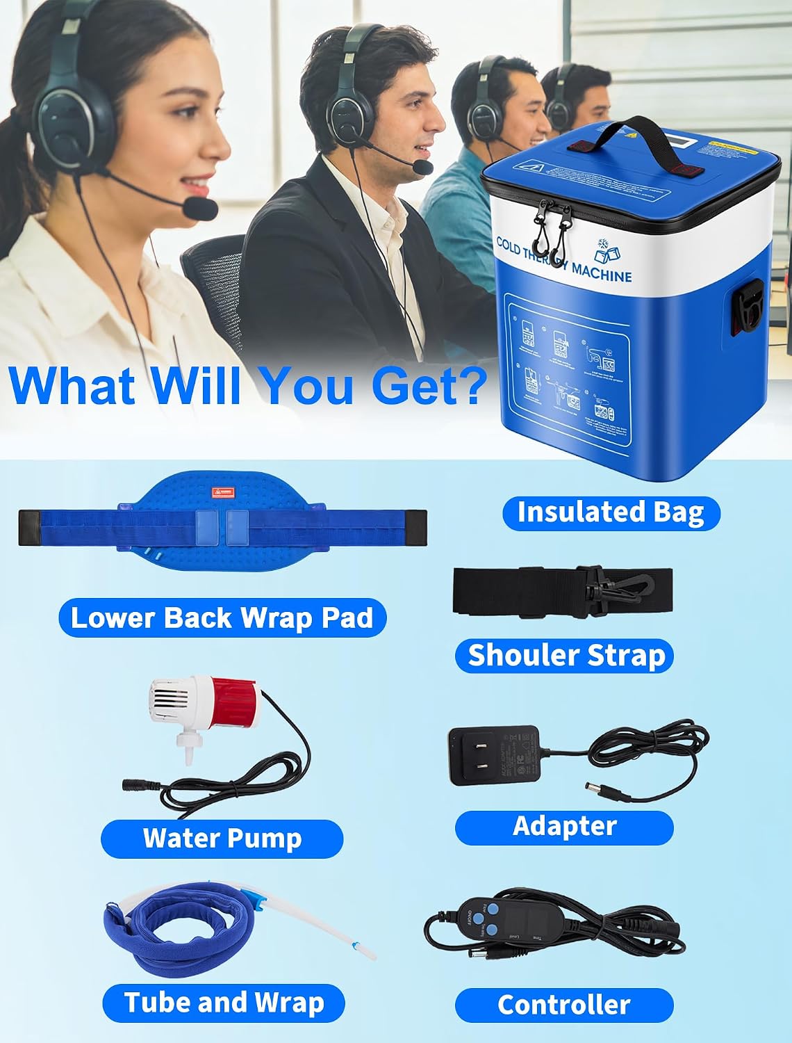 Cold Therapy Machine for Foot Ankle Surgery, Ice Therapy Machine with Pressure Regulator, Timer & Temperature Display, Cryotherapy Unit with Foot Ankle Ice Pack Wrap for Post-Surgery Recovery