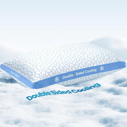 QUTOOL Double Sided Cooling Pillow for Hot Sleepers, Shredded Memory Foam Pillows Queen Size Set of 2, Adjustable Soft & Firm Gel Bed Pillow for Side, Back, Stomach Sleepers