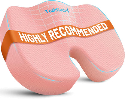 TushGuard Seat Cushion for Office Chair Memory Foam Non-Slip Cushion Back, Relief Chair Pad, Butt Pillow for Office Chair, Car, Computer Desk, Black