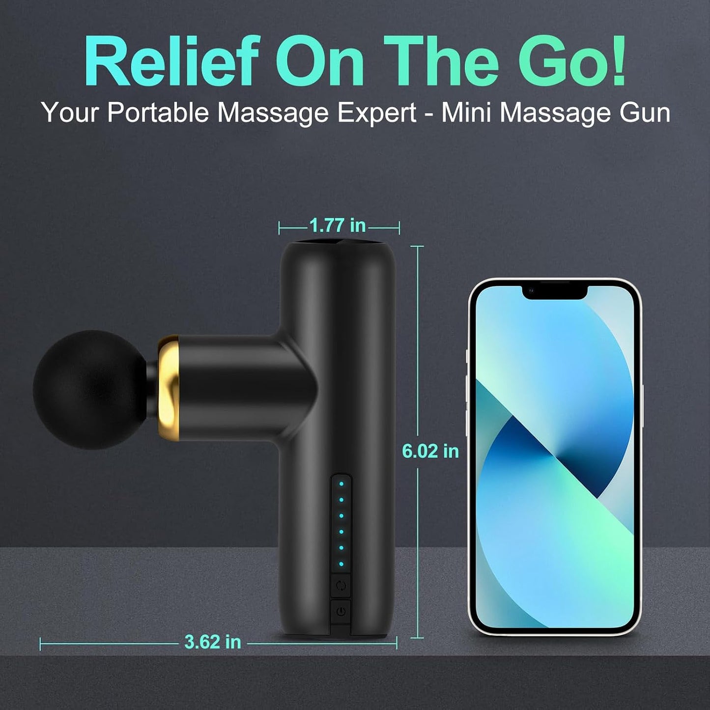 Mini Massage Gun Pocket-Sized Massage Gun Deep Tissue Quiet, Portable Percussion Muscle Travel Massager Gun, Back/Neck Massager for Pain Relief Deep Tissue (Gray)