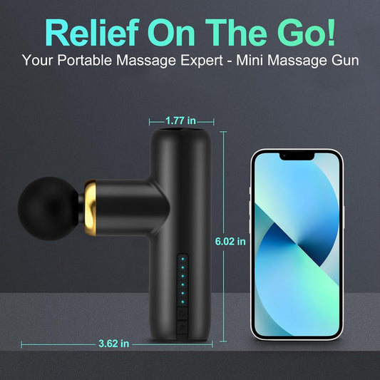 Mini Massage Gun Pocket-Sized Massage Gun Deep Tissue Quiet, Portable Percussion Muscle Travel Massager Gun, Back/Neck Massager for Pain Relief Deep Tissue (Gray)