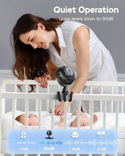 AMACOOL Baby Stroller Fan 5000mAh Rechargeable, Max 20H Cooling