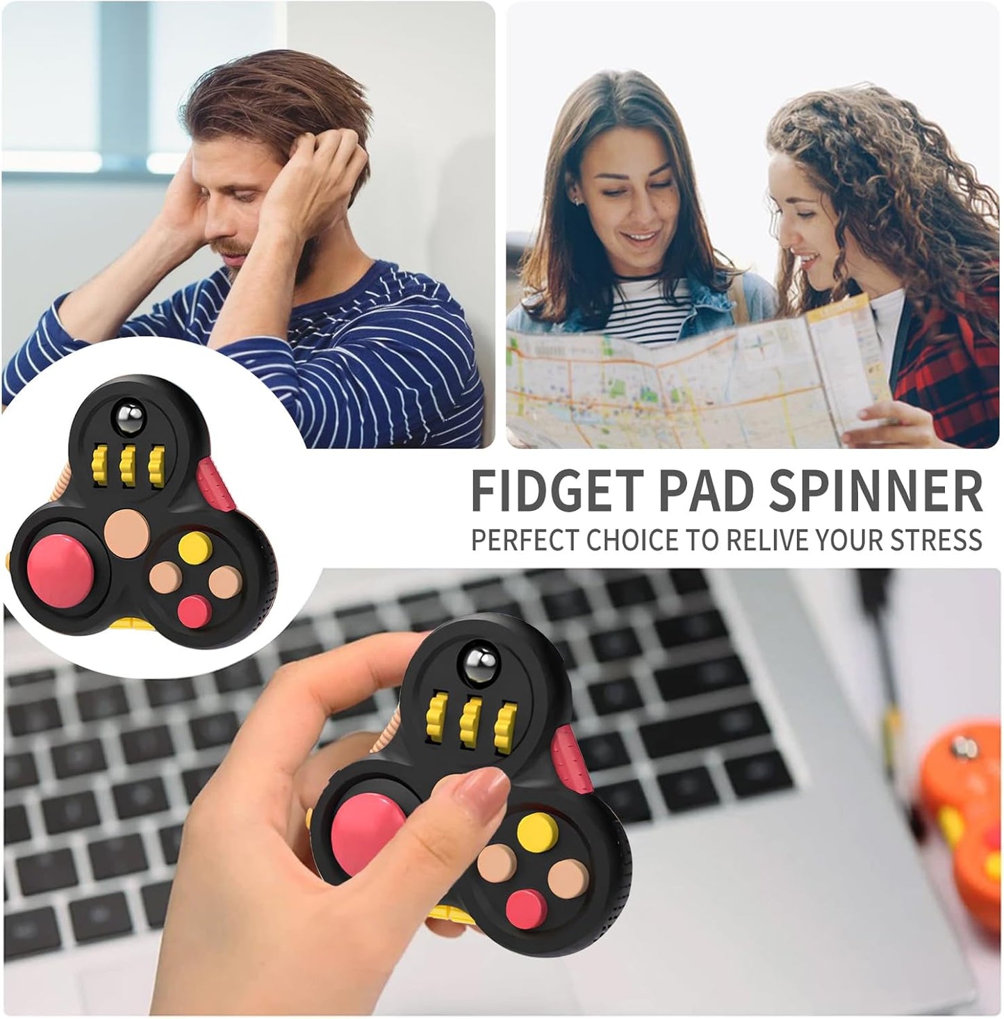 Yrissmiss Fidget Toys for Adults, Fidget Pad Easter Basket Stuffers for Boys Girls,Stress Relief Cube Clicker Controller with Quiet Fidgets,ADHD Autism Fidget Spinner for Office Desk Travel