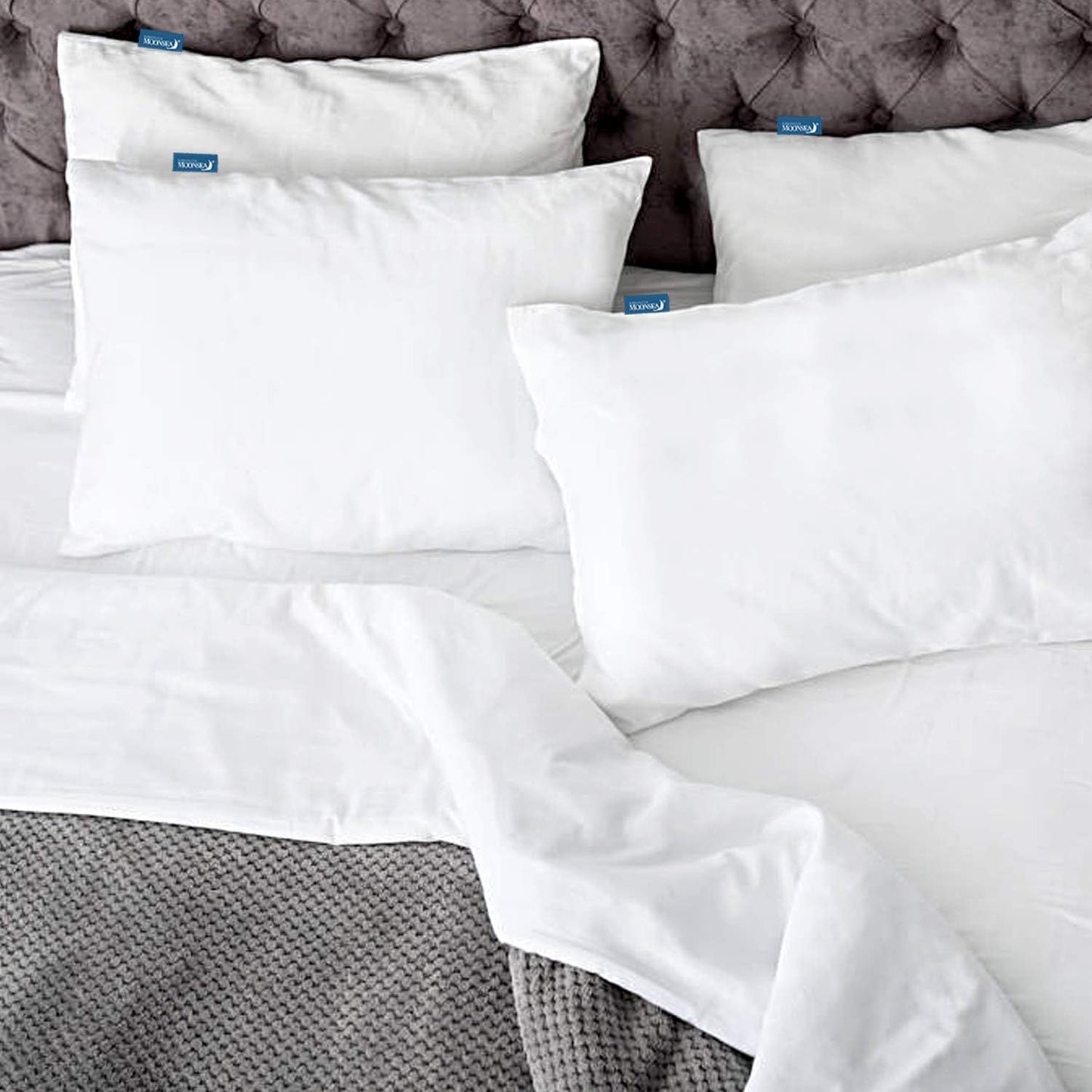 Waterproof Pillow Case Protector with Zipper 4 Pack Standard Size 20 x 26 inch White Pillow Protectors Feather Proof Pillow Covers Encasement Pillow Case