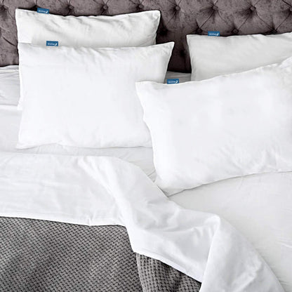 Waterproof Pillow Case Protector with Zipper 4 Pack Standard Size 20 x 26 inch White Pillow Protectors Feather Proof Pillow Covers Encasement Pillow Case