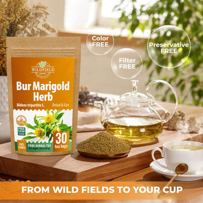30 Bags Dried Marigold Bur Marigold Herb Tea Marygold Tea (Bidens Tripartita L.) - 30 Count 2 g Bags 100% Chereda Bur-Marigold Cáñamo Acuático