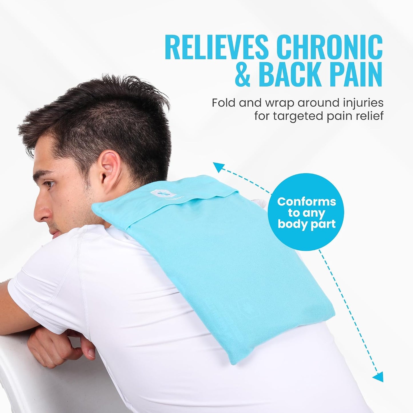 ICEWRAPS 12" x 21" Extra Large Reusable Ice Pack with Soft Fabric Cover, Flexible Cold Therapy Clay Pack for Knee & Back Swelling, Chronic Pain Relief – FSA-HSA Eligible