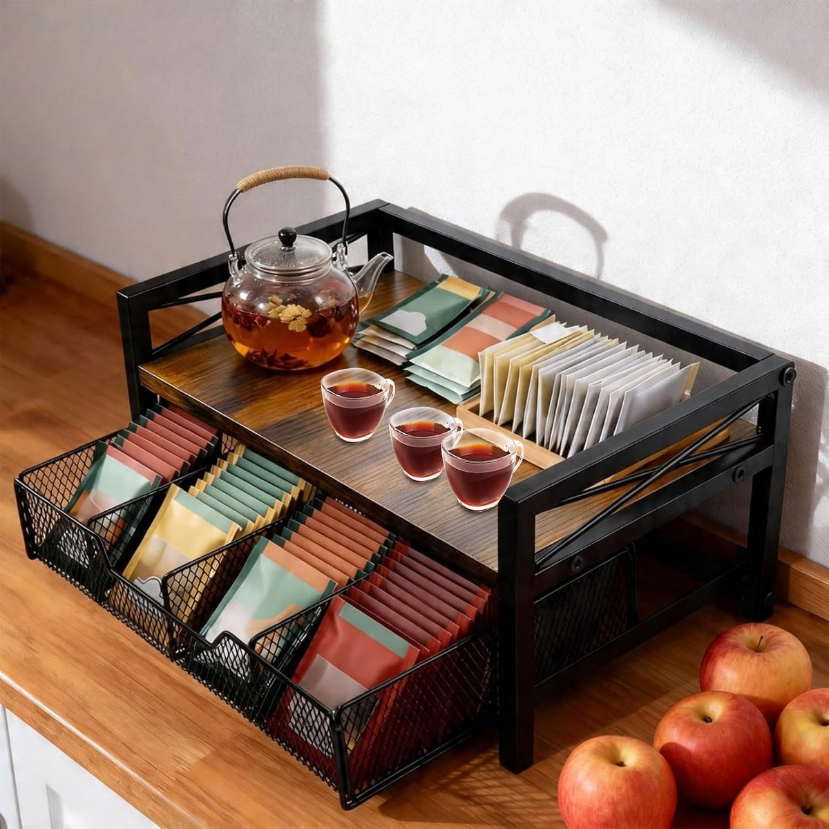NANXITU Tea Holder Organizer,Wood Tea Box Organizer Storage Box