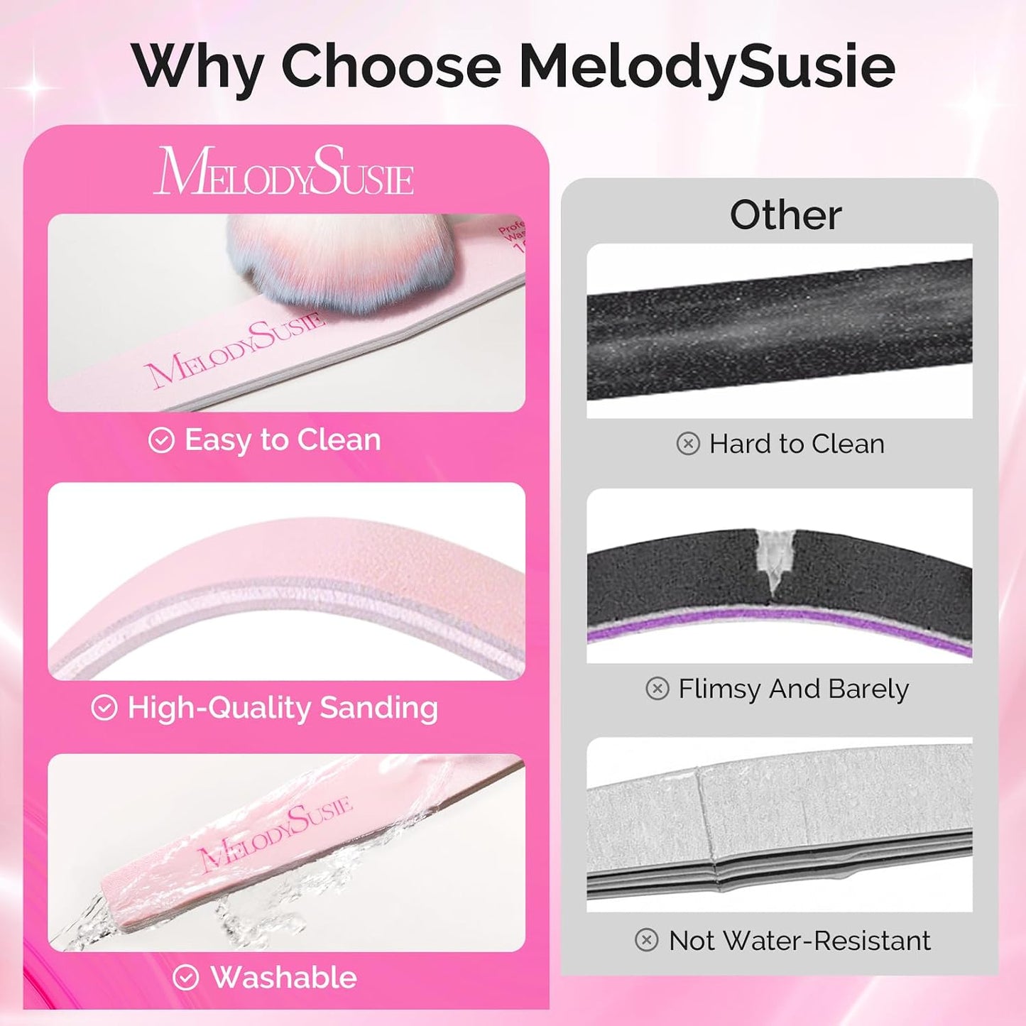 MelodySusie 16Pcs Professional Nail Buffer Kit,Nail Files and Buffers,Nail Buffer Block,Nail Brush, Nail File Buffers Kit for Natural Nails,DIY,Home Use,Salon（100/180 Grit）