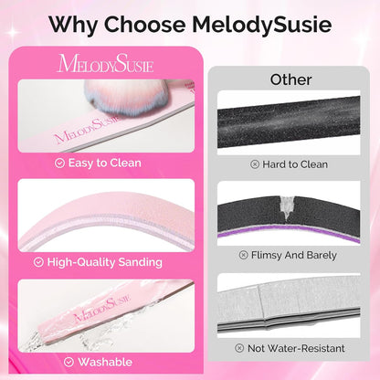 MelodySusie 16Pcs Professional Nail Buffer Kit,Nail Files and Buffers,Nail Buffer Block,Nail Brush, Nail File Buffers Kit for Natural Nails,DIY,Home Use,Salon（100/180 Grit）