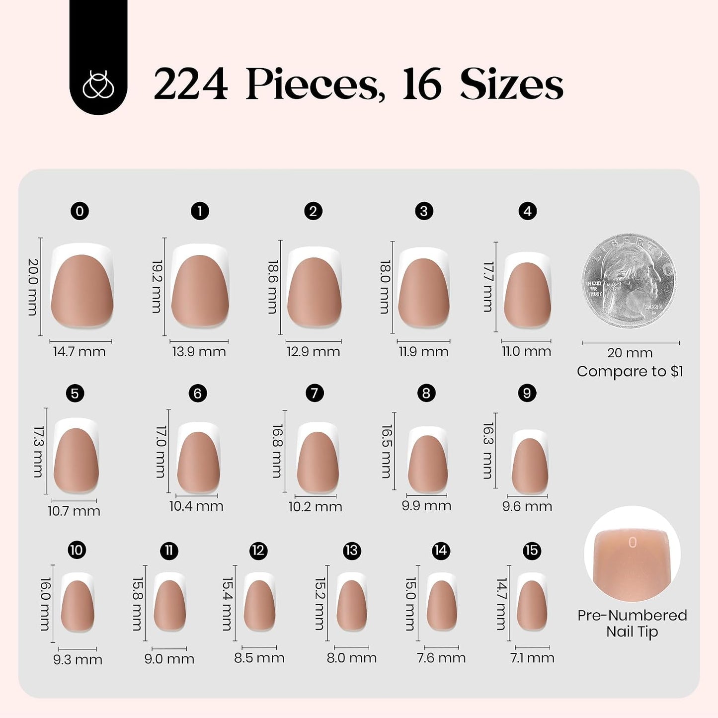 Beetles Press On Nail Kit-Short Square French Tip Press On Nails, 150Pcs Pink French Nail Tips with Nail Glue & Remover Builder Top Coat Nail Lamp, All-in-One DIY Fake Nails Gift for Women