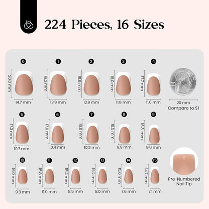 Beetles Press On Nail Kit-Short Square French Tip Press On Nails, 150Pcs Pink French Nail Tips with Nail Glue & Remover Builder Top Coat Nail Lamp, All-in-One DIY Fake Nails Gift for Women