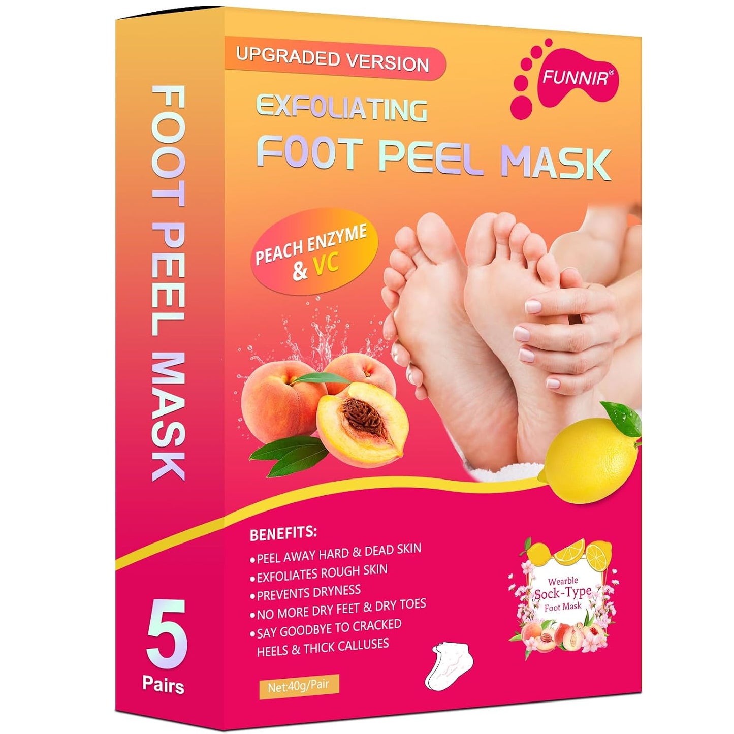Foot Peeling Mask (5 Pack) Exfoliant for Peeling Off Calluses, Natural Exfoliator for Dry Dead Skin, Callus, Repair Rough Heels Soft Smooth Touch