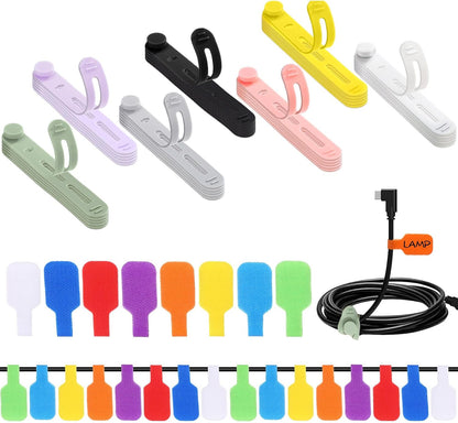 90 Pcs Cable Ties with Labels for Electronics Desk, Mixed Color