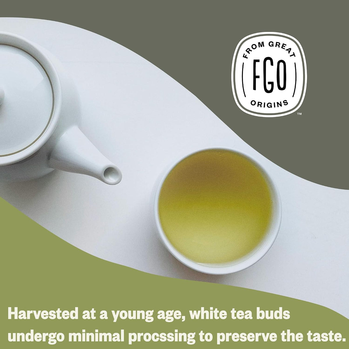 FGO Organic White Tea, 100 Count, Eco-Conscious Tea Bags, Resealable Bag, Packaging May Vary (Pack of 1)