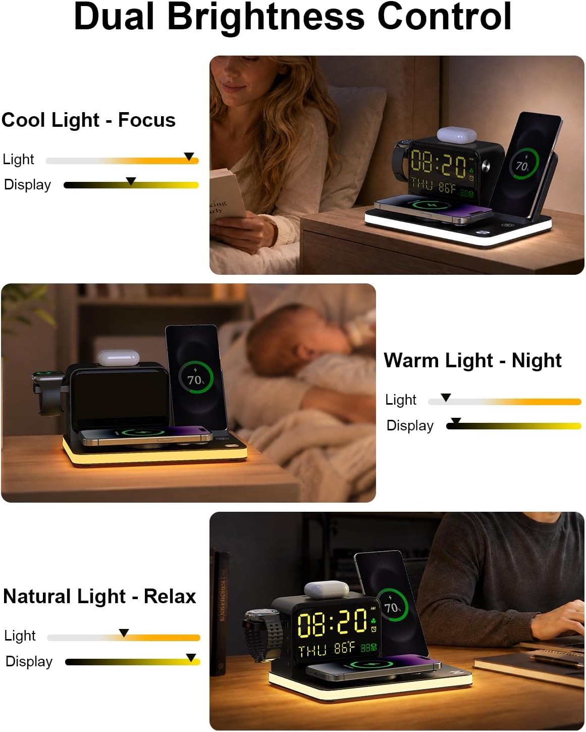 7-in-1 Wireless Charging Station 25W Qi2.2 Charger for Apple Samsung Device