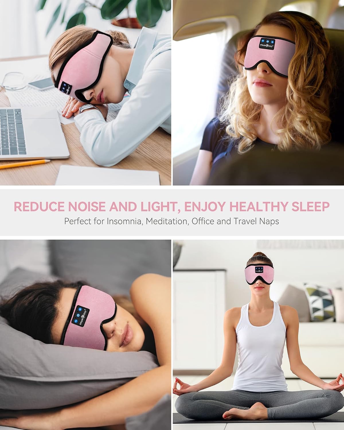 MUSICOZY Sleep Headphones, Bluetooth 5.4 Sleep Mask Headband Headphones Sleeping Eye Mask, Wireless Music Earbuds Earphones with HD Stereo Speakers for Side Sleepers, Cool Gadgets Unique Gift