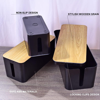 Tuwechen 3 Pack Cable Management Box, Cable Organizer Box to Hide Wires