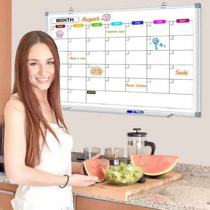 Dry Erase Board Calendar for Wall, 36" x 24" Monthly Whiteboard