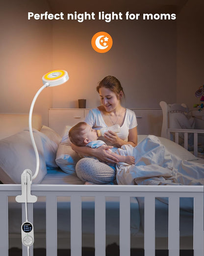 Glocusent Clip on Light, 72 LEDs Clip on Lamp with Amber Night Light, 3 Colors & 5 Brightness Bed Lamp, 30/60-Min Auto Off Timer, Perfect Eye Caring Reading Lamps for Bed/Headboard/Table/Desk