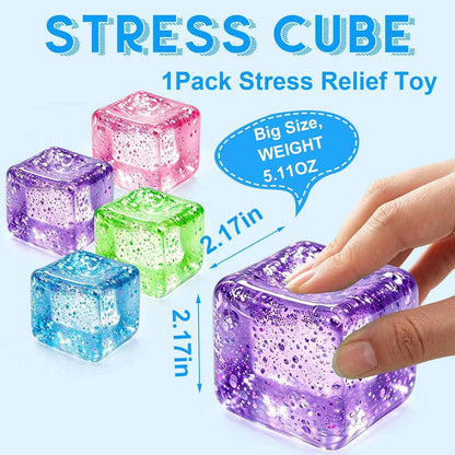 Square Squishy Squeeze Fidget Toys: Stress Relief Toys for Men Super Soft Slow Rising Cube - Sensory Desk Toys for Office Stress, Anxiety Relief & Focus - Cool Birthday Party Favors for Teens & Adults