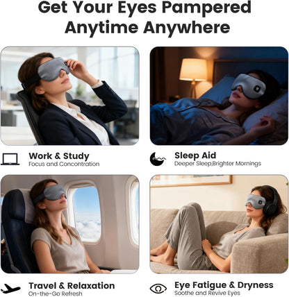 Cordless Heated Eye Mask for Dry Eyes, Rechargeable Heat Sleep Mask, Grey