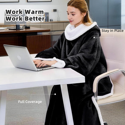 IFNOW Sherpa Wearable Blanket with Sleeves for Women Men Adults, Christmas Birthday Gifts for Women Mom Wife, Cozy Wearable Blanket with Arm and Pocket, Warm Full Body TV Wrap Throw Blanket, Grey