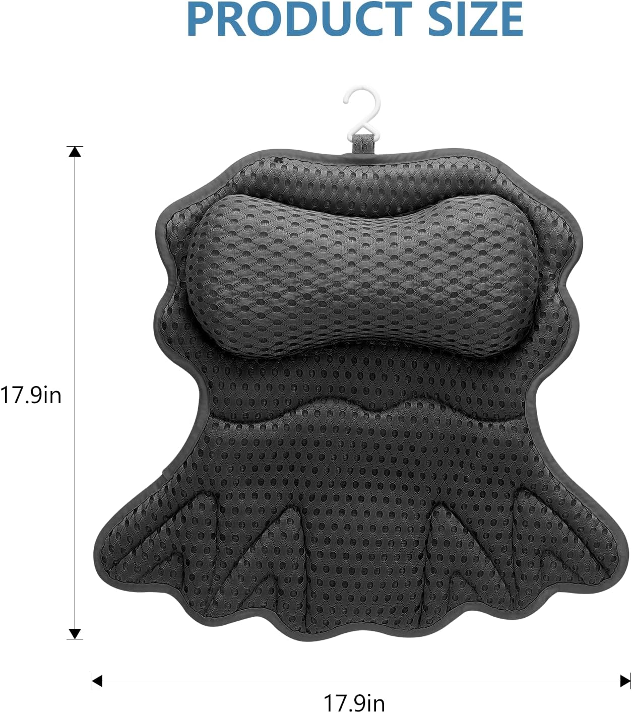 SetSail Bath Pillow, Relaxing Bath Pillows for Tub Neck and Back Support Soft 4D Breathable Air Mesh Ergonomic Bathtub Pillow with 6 Strong Suction Cups and Hook Luxury Bathroom Accessories,White