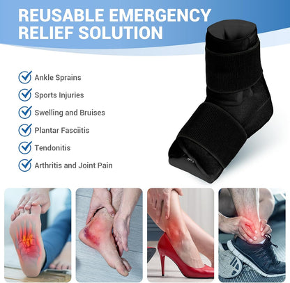 Comfytemp Ankle Foot Ice Pack Wrap for Plantar Fasciitis Relief, Ankles Brace for Sprain, Heel Spur, Swelling, Achilles Tendonitis, Cold Bag for Injuries Reusable, Hot Cold Compress, 1 Pack (Blue)
