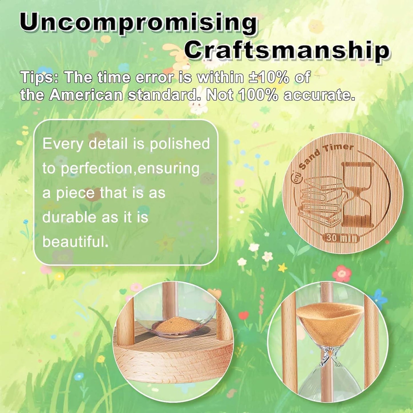 2 Minute Wooden Sand Timer,2 Min Hourglass, Small Sand Watch, Reloj De Arena, Hour Glass Sandglass for Home, Office, Decorative, Game, Classroom