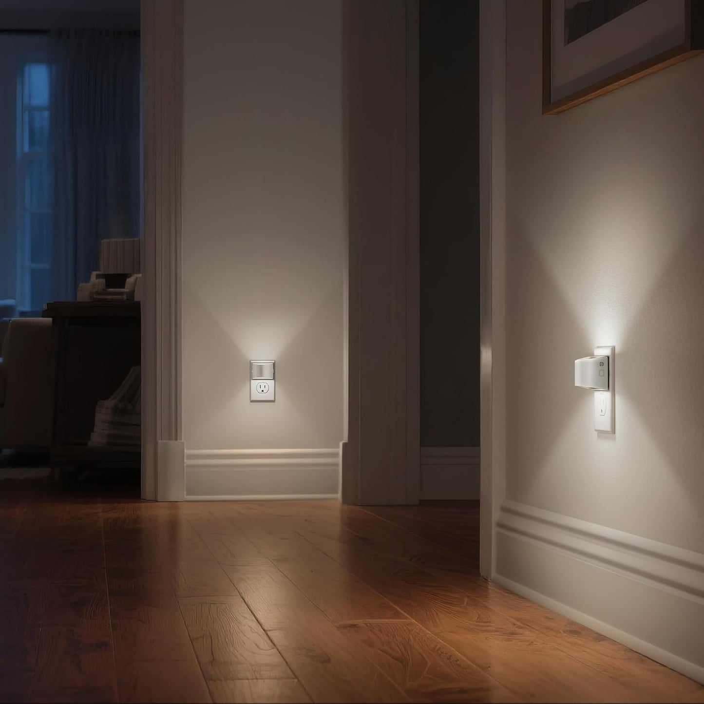 DORESshop LED Night Light[2 Pack], Night Lights Plug into Wall, 3 Level Brightness Adjustable Plug in Night Light, Dusk to Dawn Sensor, Nightlights for Adults, Bedroom, Bathroom, Hallway, Amber