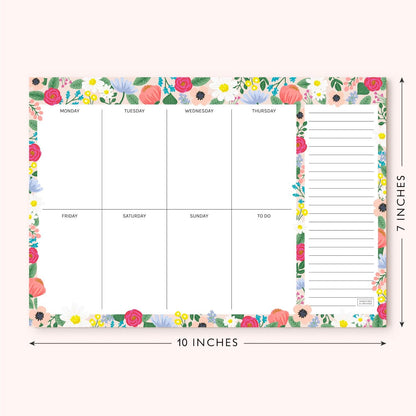 Sweetzer & Orange Floral Weekly Planner 2026, Undated Sheets To Do List Notepad, 7x10” Day Desk Note Pad Easy to Tear, School and Home Checklist Productivity Organizer, Work and Daily Planner